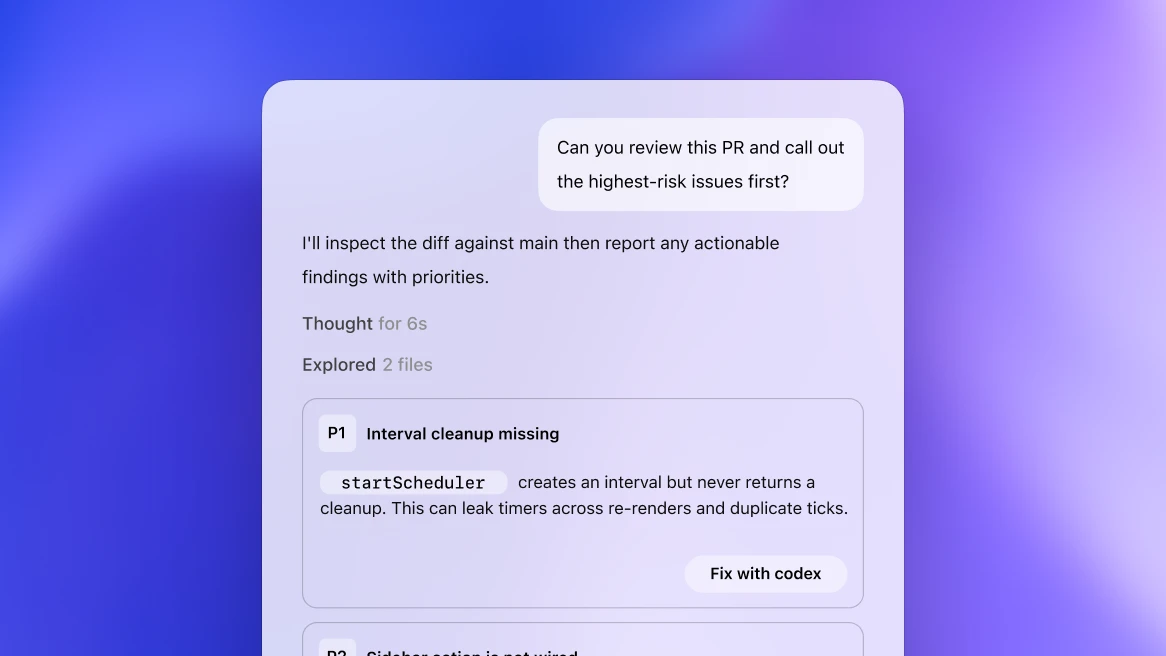 Official OpenAI screenshot of a Codex review result